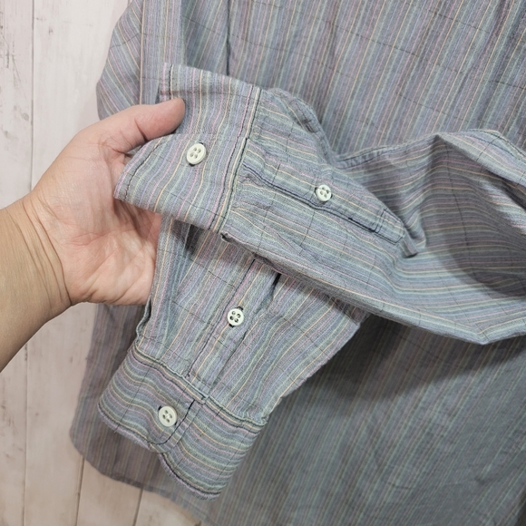 Carbon 2 Cobalt Men's Size XL Multicolor Pinstripe Button Up Shirt 100% Cotton. - Picture 8 of 8